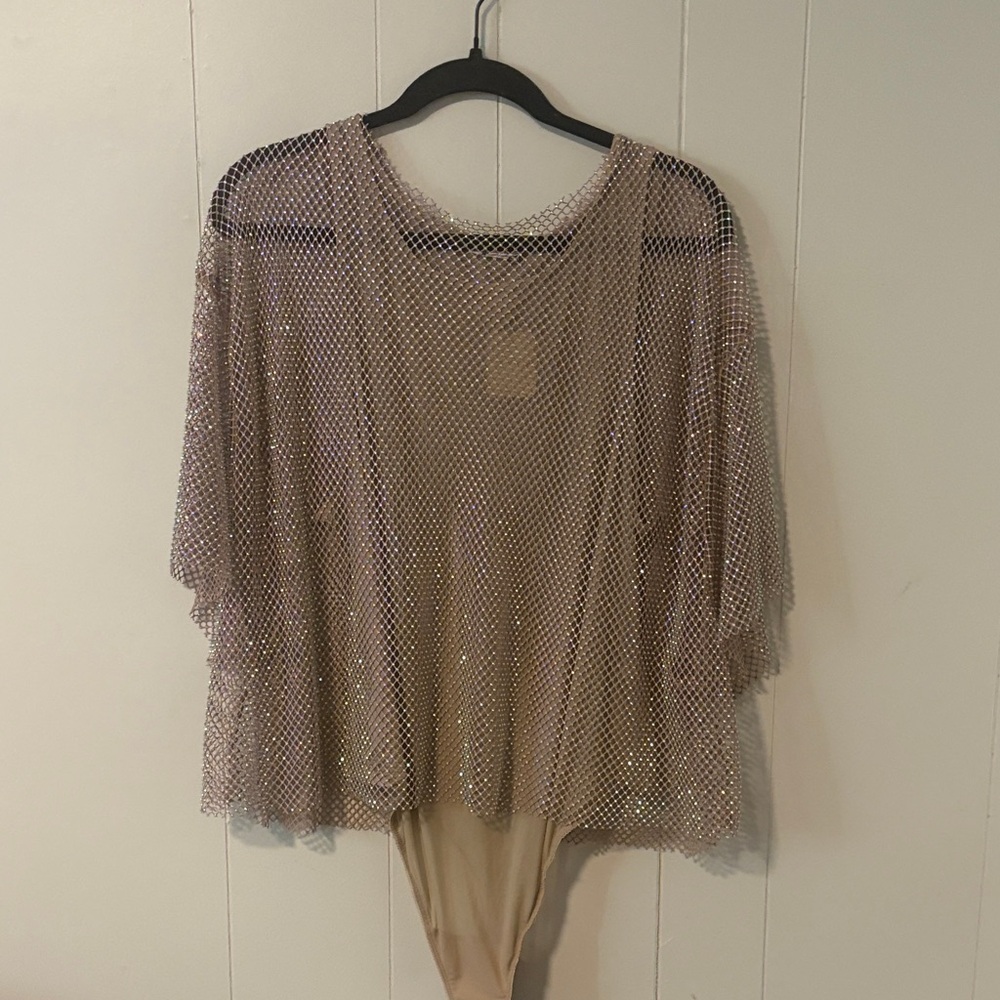 Free People filter finish bodysuit in beige NWT